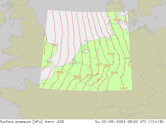 приземное давление Harm .025 Вс 02.06.2024 06 UTC