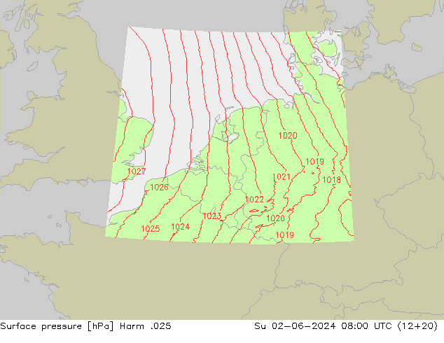 Surface pressure Harm .025 Su 02.06.2024 08 UTC