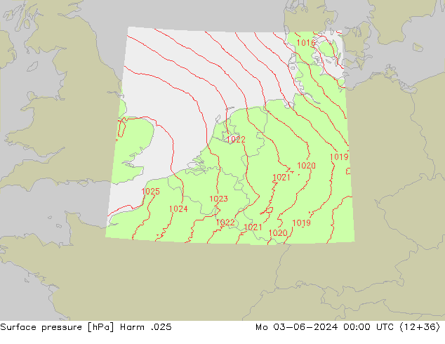 Atmosférický tlak Harm .025 Po 03.06.2024 00 UTC