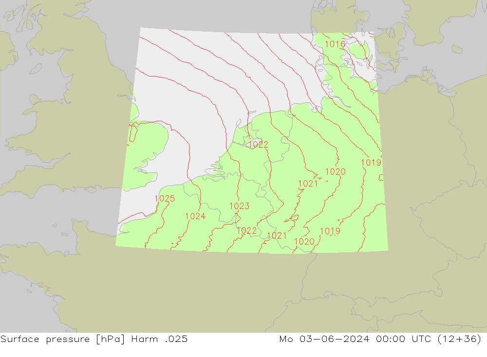 Pressione al suolo Harm .025 lun 03.06.2024 00 UTC