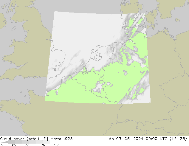Cloud cover (total) Harm .025 Po 03.06.2024 00 UTC
