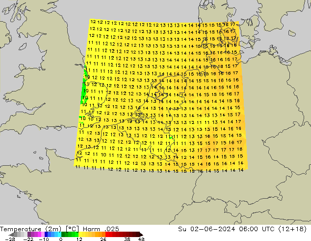 карта температуры Harm .025 Вс 02.06.2024 06 UTC