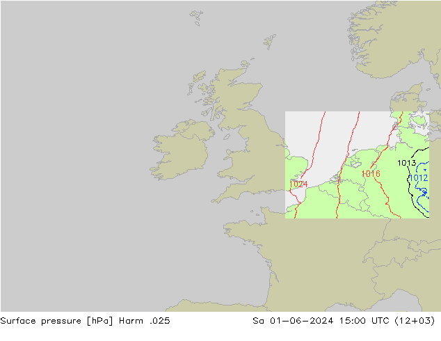 Pressione al suolo Harm .025 sab 01.06.2024 15 UTC