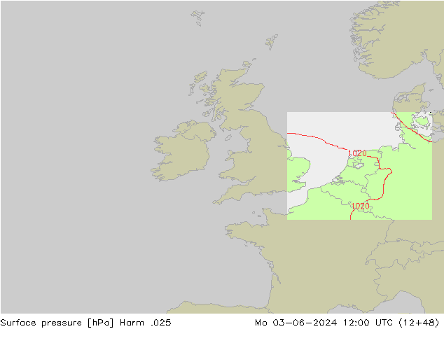 Atmosférický tlak Harm .025 Po 03.06.2024 12 UTC