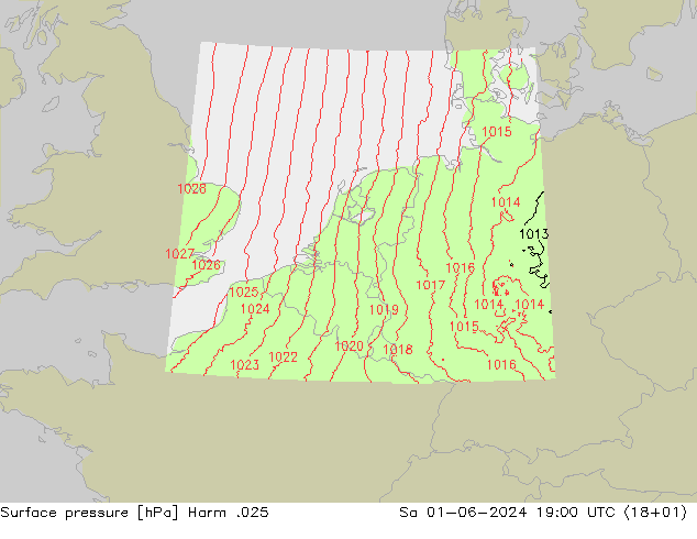 Atmosférický tlak Harm .025 So 01.06.2024 19 UTC