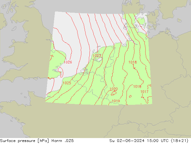 Presión superficial Harm .025 dom 02.06.2024 15 UTC