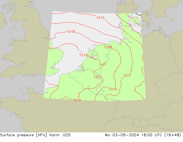 Atmosférický tlak Harm .025 Po 03.06.2024 18 UTC