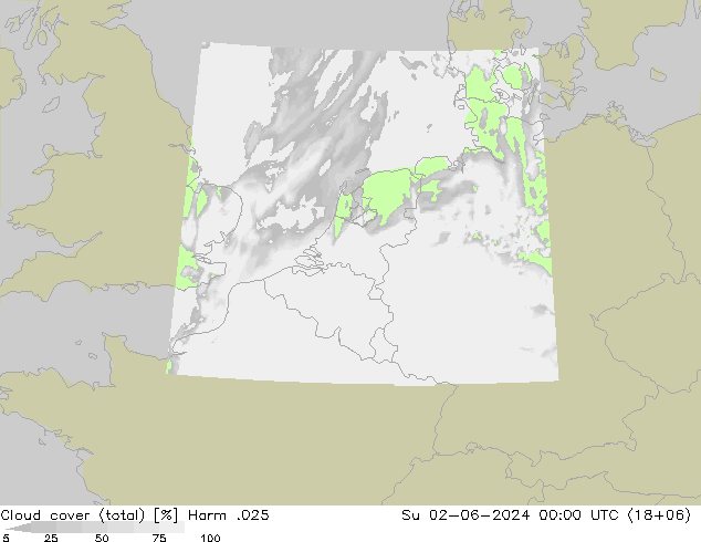 Cloud cover (total) Harm .025 Su 02.06.2024 00 UTC