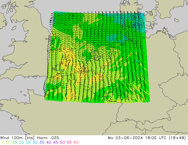 Viento 100m Harm .025 lun 03.06.2024 18 UTC