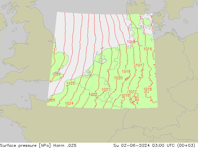 приземное давление Harm .025 Вс 02.06.2024 03 UTC