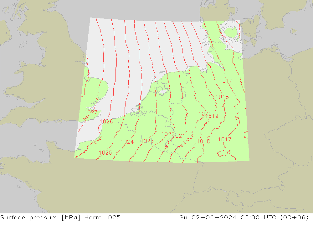 Surface pressure Harm .025 Su 02.06.2024 06 UTC