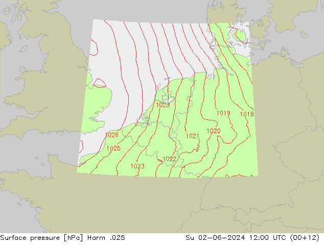 Luchtdruk (Grond) Harm .025 zo 02.06.2024 12 UTC
