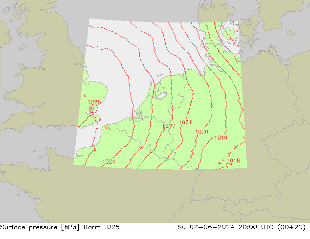 Surface pressure Harm .025 Su 02.06.2024 20 UTC