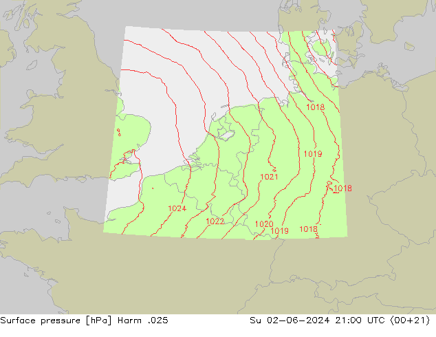 приземное давление Harm .025 Вс 02.06.2024 21 UTC