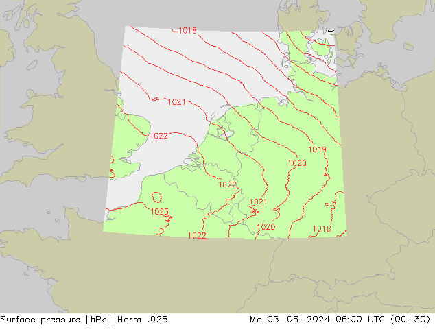 Atmosférický tlak Harm .025 Po 03.06.2024 06 UTC