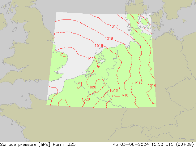 Atmosférický tlak Harm .025 Po 03.06.2024 15 UTC