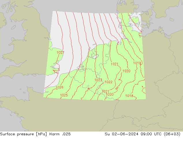 Atmosférický tlak Harm .025 Ne 02.06.2024 09 UTC