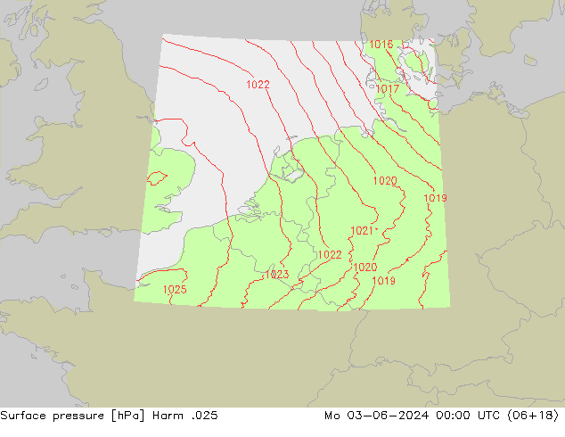 Atmosférický tlak Harm .025 Po 03.06.2024 00 UTC