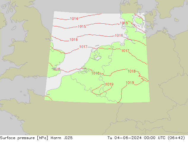 Presión superficial Harm .025 mar 04.06.2024 00 UTC