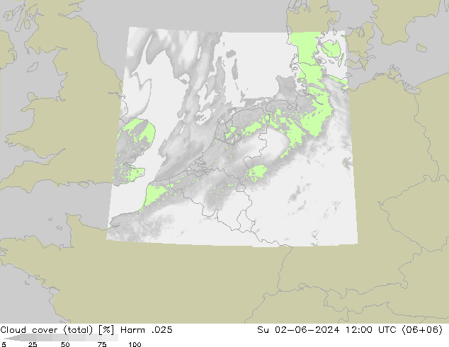 Cloud cover (total) Harm .025 Su 02.06.2024 12 UTC