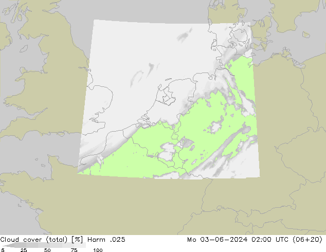 Cloud cover (total) Harm .025 Mo 03.06.2024 02 UTC