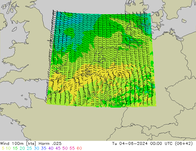 Wind 100m Harm .025 Di 04.06.2024 00 UTC
