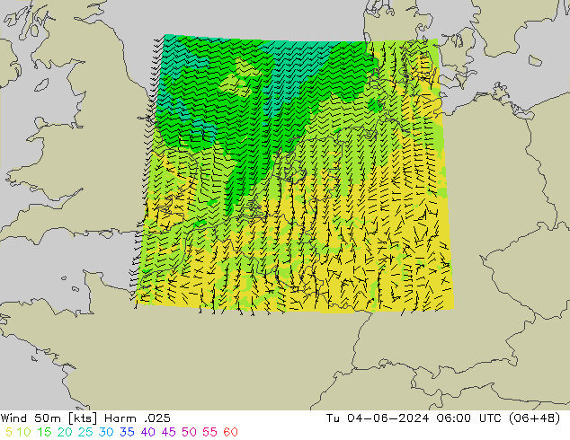 Wind 50 m Harm .025 di 04.06.2024 06 UTC