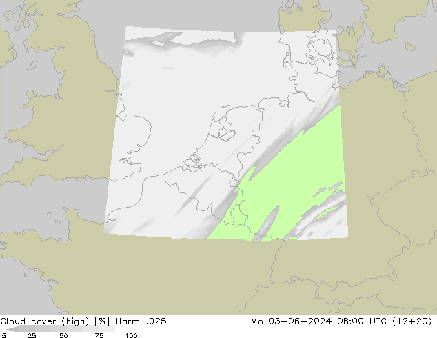 Cloud cover (high) Harm .025 Mo 03.06.2024 08 UTC