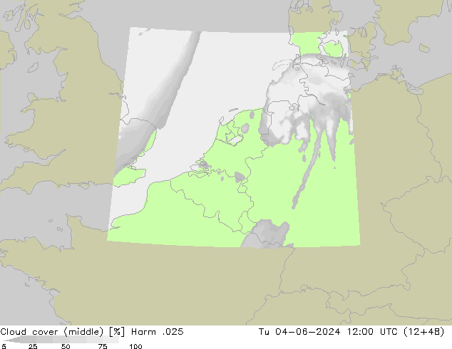 Wolken (mittel) Harm .025 Di 04.06.2024 12 UTC