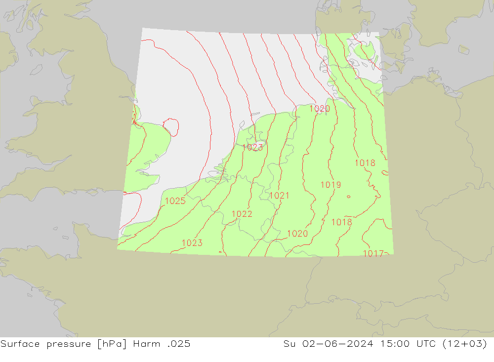 Pressione al suolo Harm .025 dom 02.06.2024 15 UTC