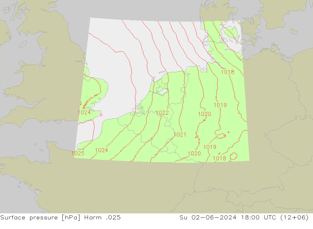 Surface pressure Harm .025 Su 02.06.2024 18 UTC