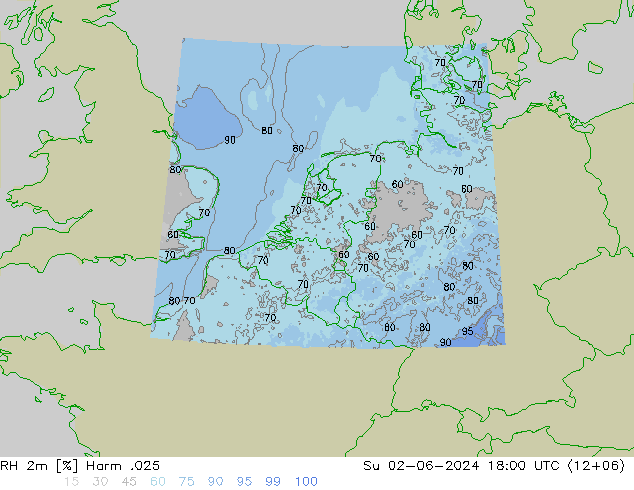 Humidité rel. 2m Harm .025 dim 02.06.2024 18 UTC