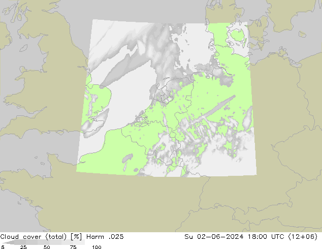 Cloud cover (total) Harm .025 Su 02.06.2024 18 UTC