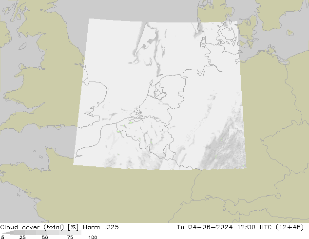 Cloud cover (total) Harm .025 Tu 04.06.2024 12 UTC