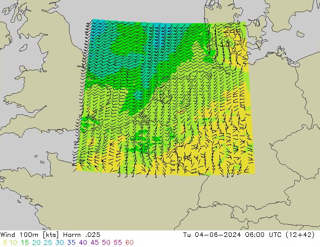 Wind 100m Harm .025 Di 04.06.2024 06 UTC