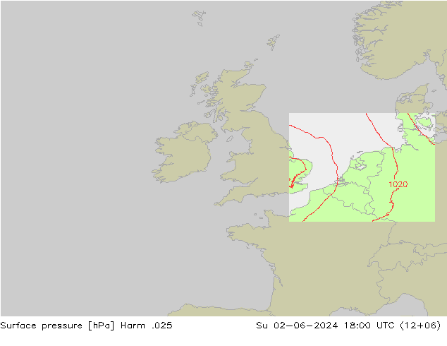 Surface pressure Harm .025 Su 02.06.2024 18 UTC