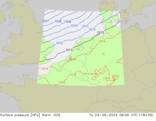 Surface pressure Harm .025 Tu 04.06.2024 09 UTC