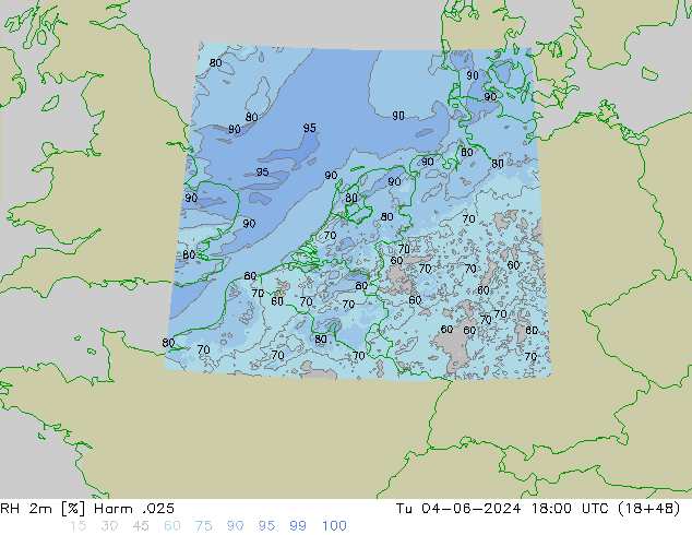 RH 2m Harm .025 Tu 04.06.2024 18 UTC