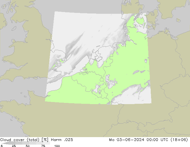 Bewolking (Totaal) Harm .025 ma 03.06.2024 00 UTC
