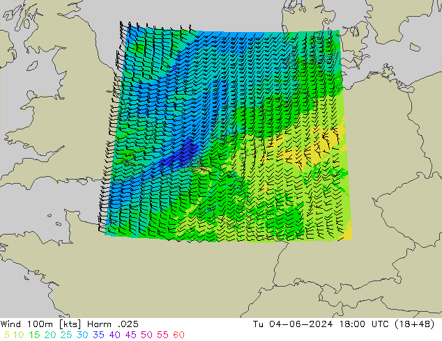 Wind 100m Harm .025 Tu 04.06.2024 18 UTC