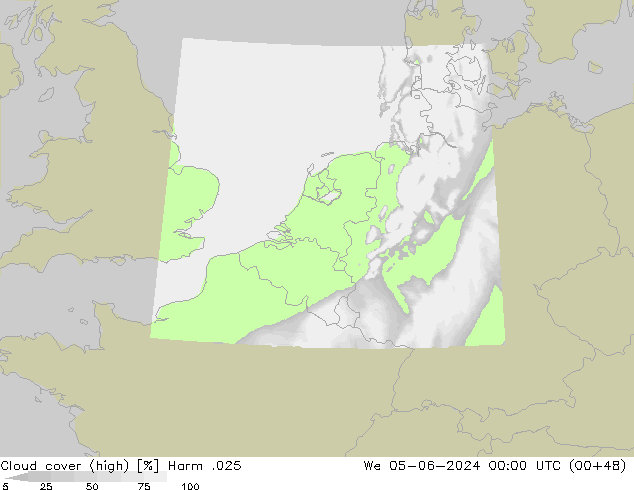 Cloud cover (high) Harm .025 We 05.06.2024 00 UTC