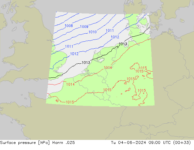 Atmosférický tlak Harm .025 Út 04.06.2024 09 UTC