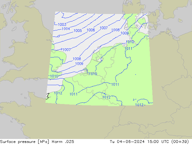 Atmosférický tlak Harm .025 Út 04.06.2024 15 UTC