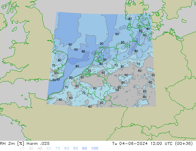 Humidité rel. 2m Harm .025 mar 04.06.2024 12 UTC