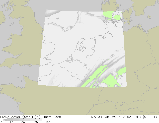 Cloud cover (total) Harm .025 Mo 03.06.2024 21 UTC