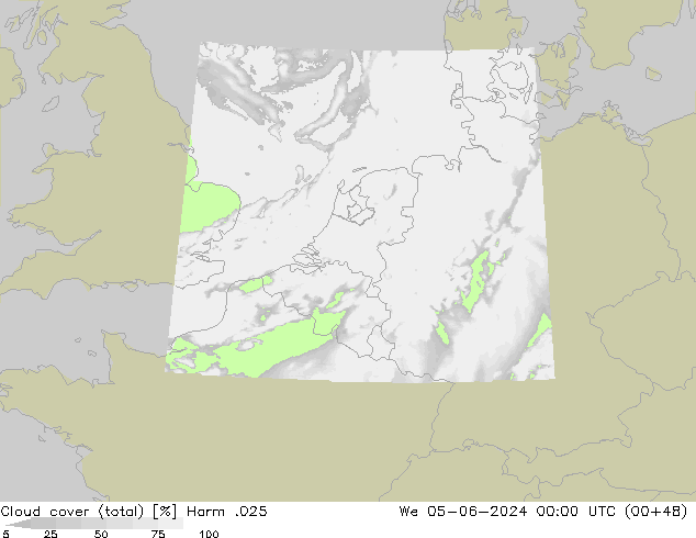 zachmurzenie (suma) Harm .025 śro. 05.06.2024 00 UTC