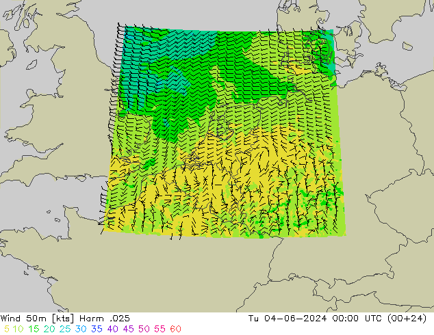 Wind 50m Harm .025 Tu 04.06.2024 00 UTC