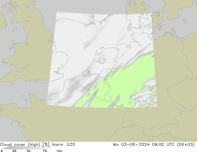 Cloud cover (high) Harm .025 Mo 03.06.2024 09 UTC