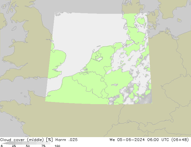 Cloud cover (middle) Harm .025 We 05.06.2024 06 UTC