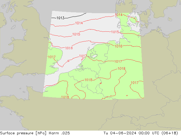 Pressione al suolo Harm .025 mar 04.06.2024 00 UTC